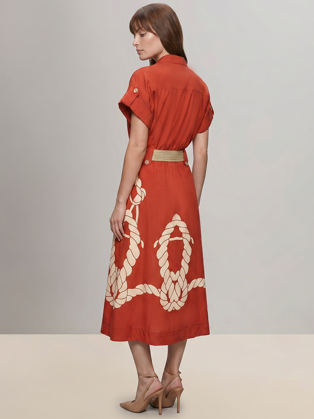 Rust Printed Shirt Dress