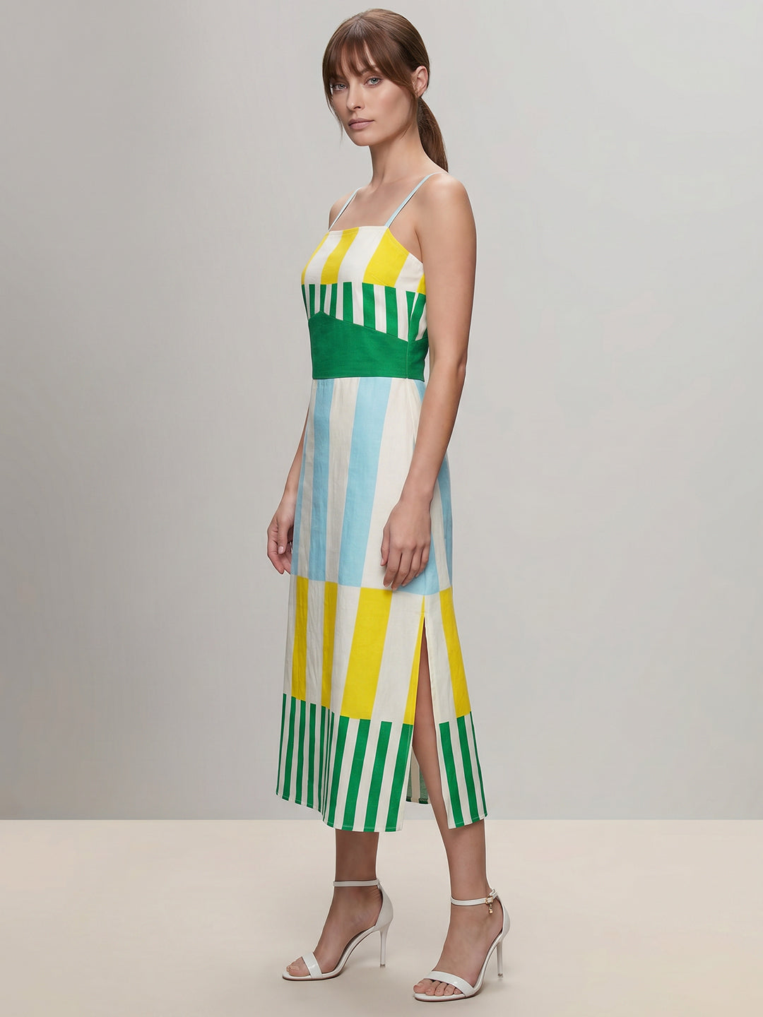 Printed Strappy Midi Dress