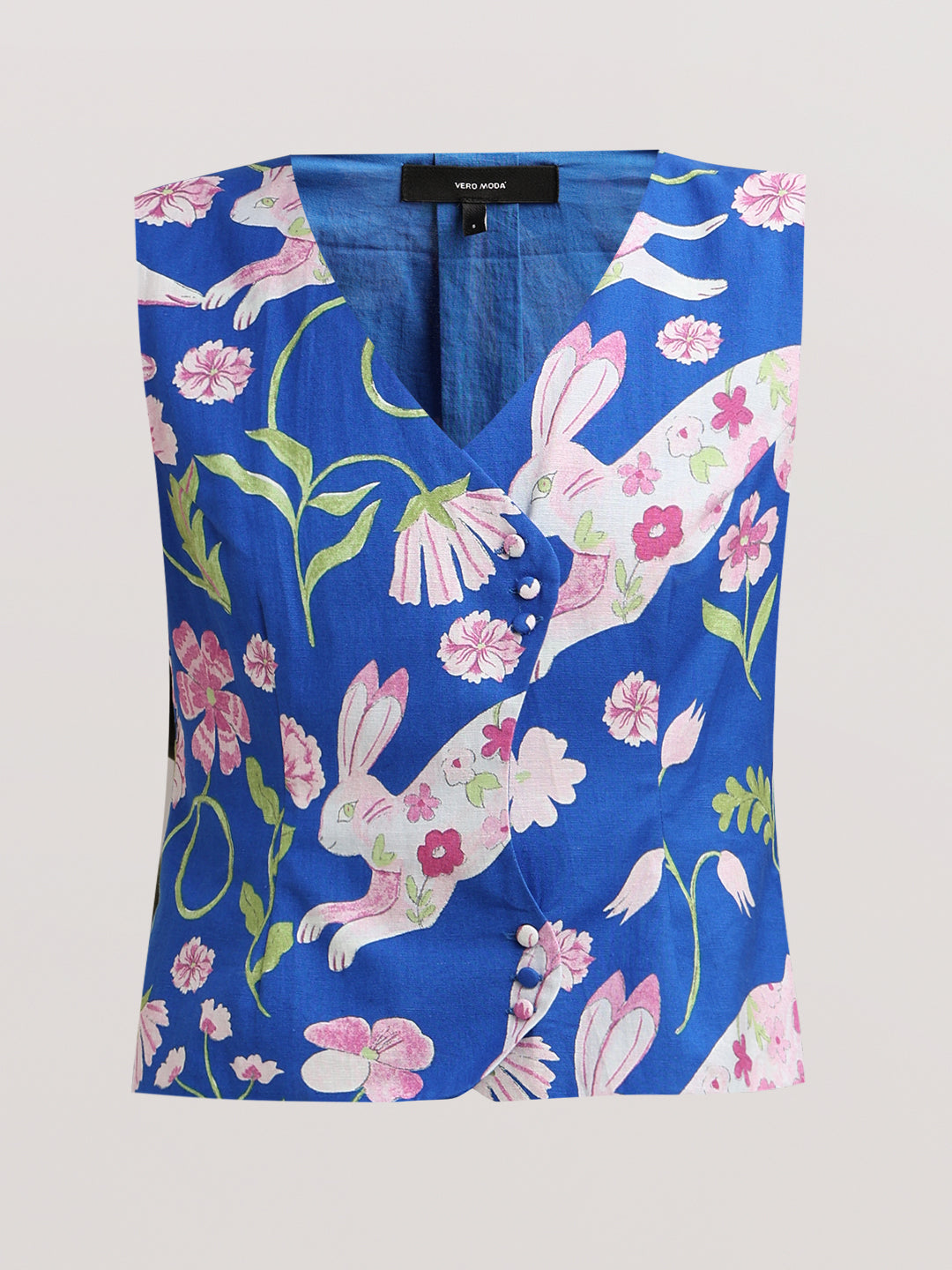 Blue Floral Waistcoat Top