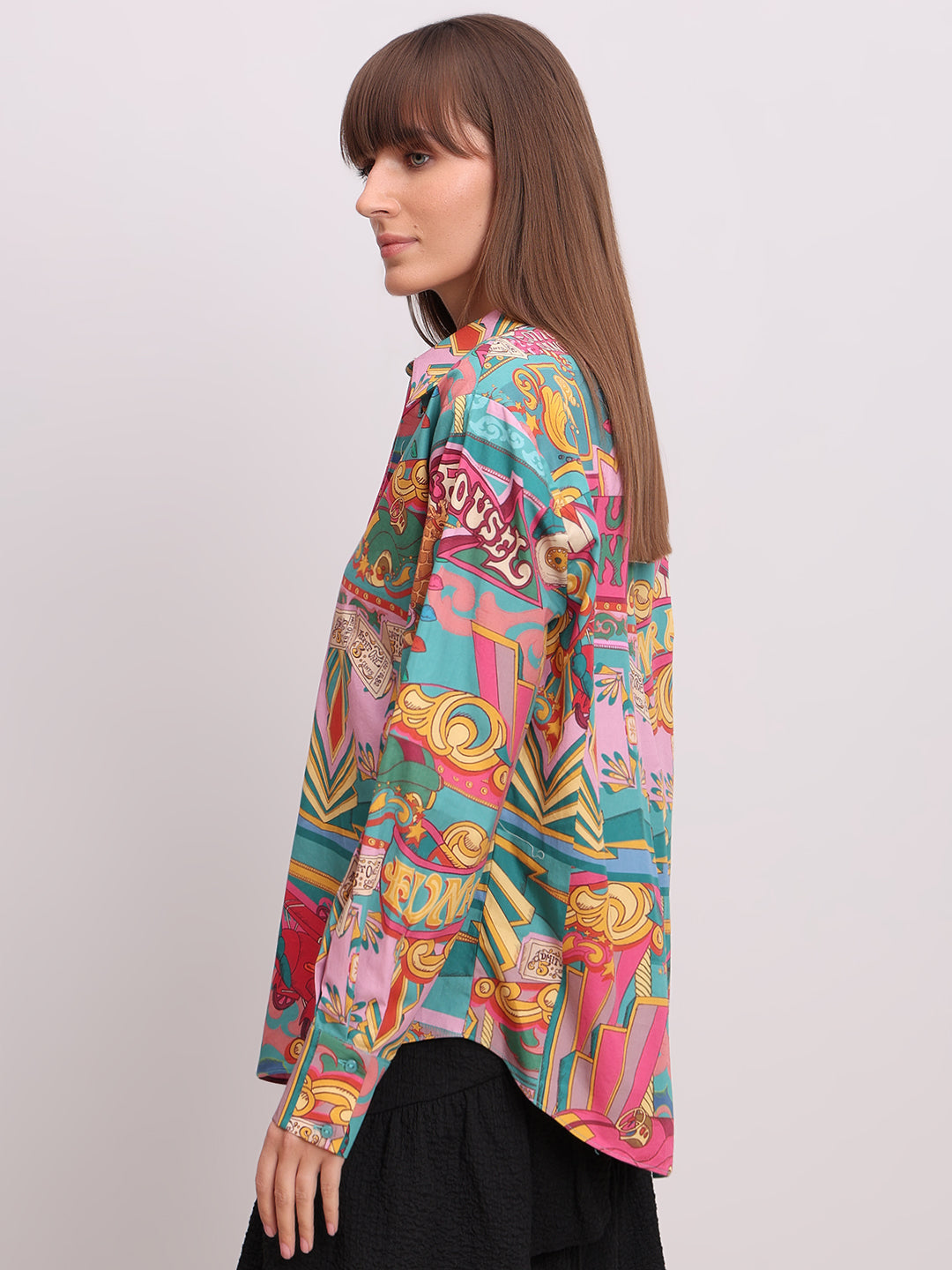 Pink Printed Cotton Shirt