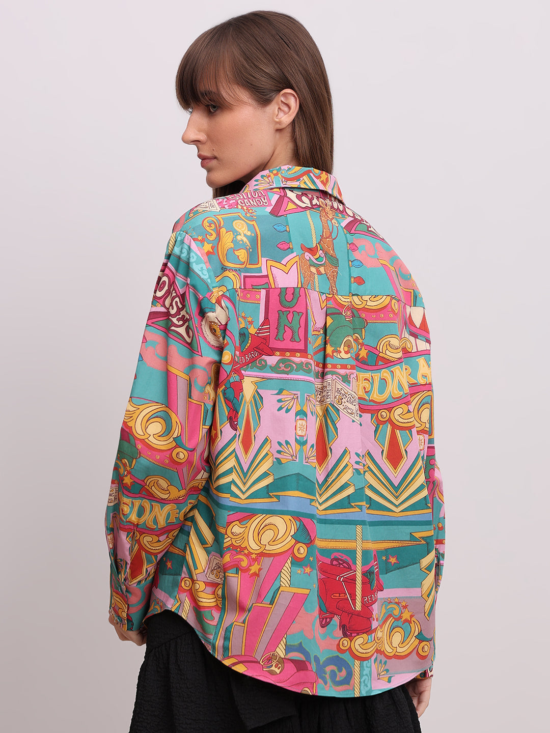 Pink Printed Cotton Shirt