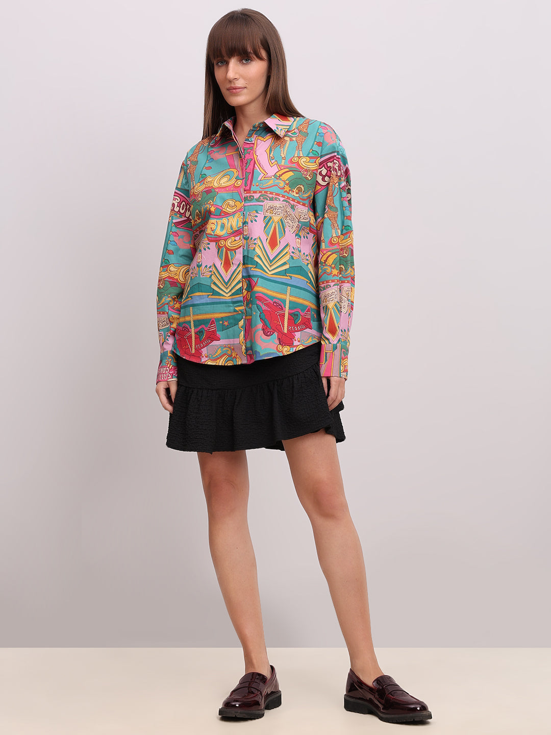 Pink Printed Cotton Shirt