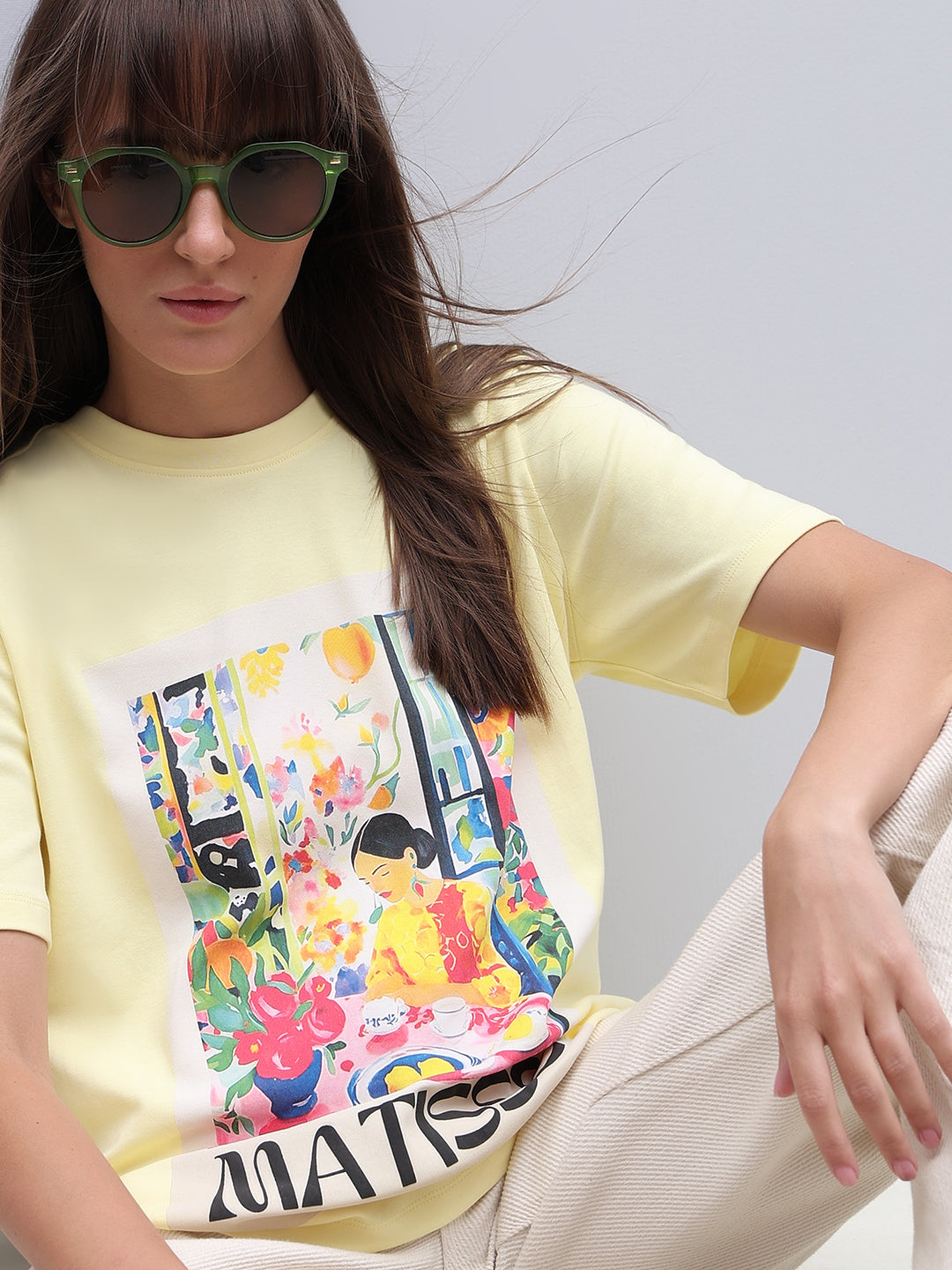 Pastel Yellow Printed T-shirt