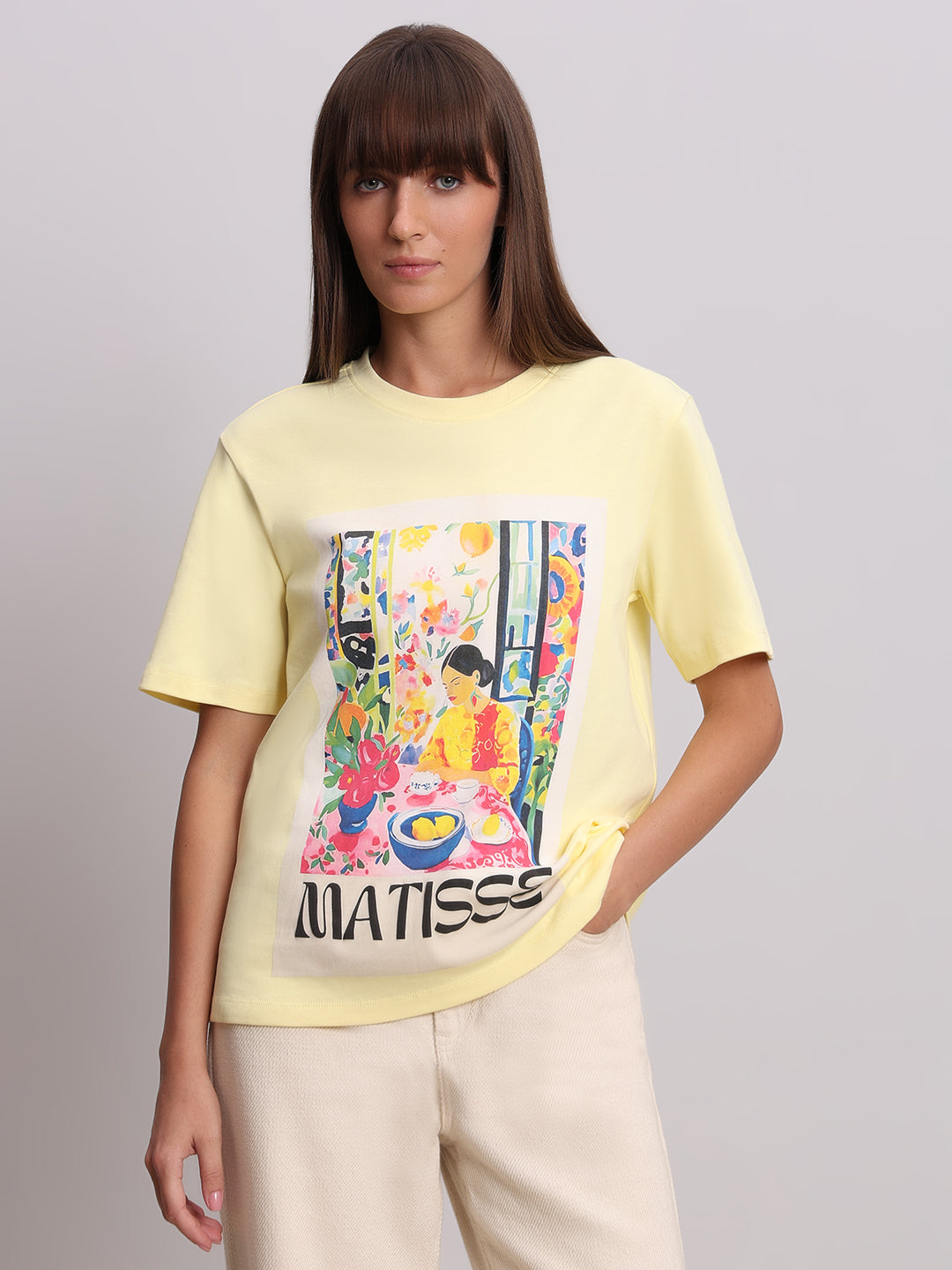 Pastel Yellow Printed T-shirt