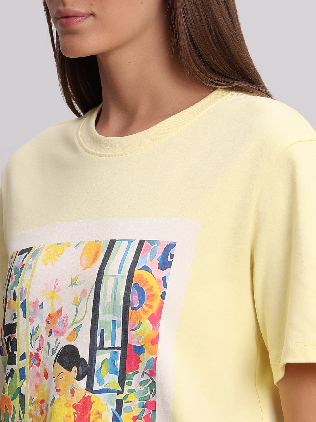 Pastel Yellow Printed T-shirt