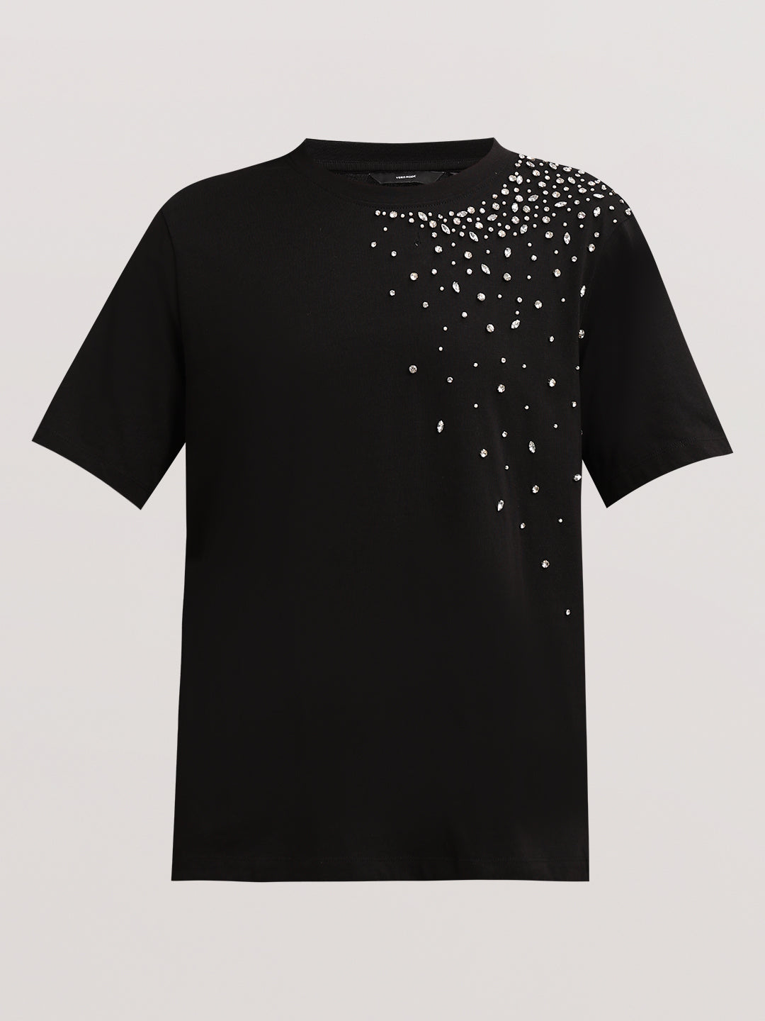 Black Embellished Cotton T-shirt