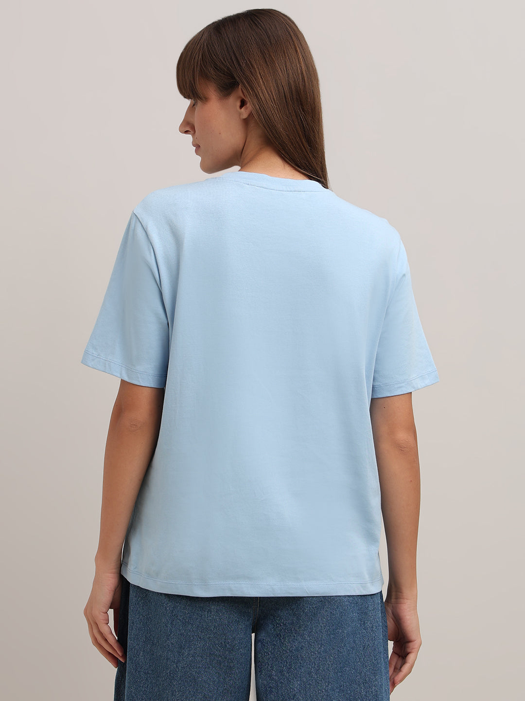 Blue Printed Cotton T-shirt