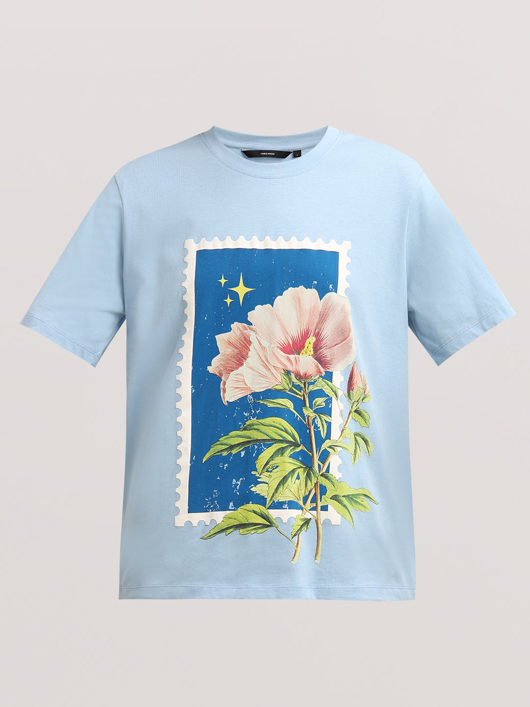 Blue Printed Cotton T-shirt