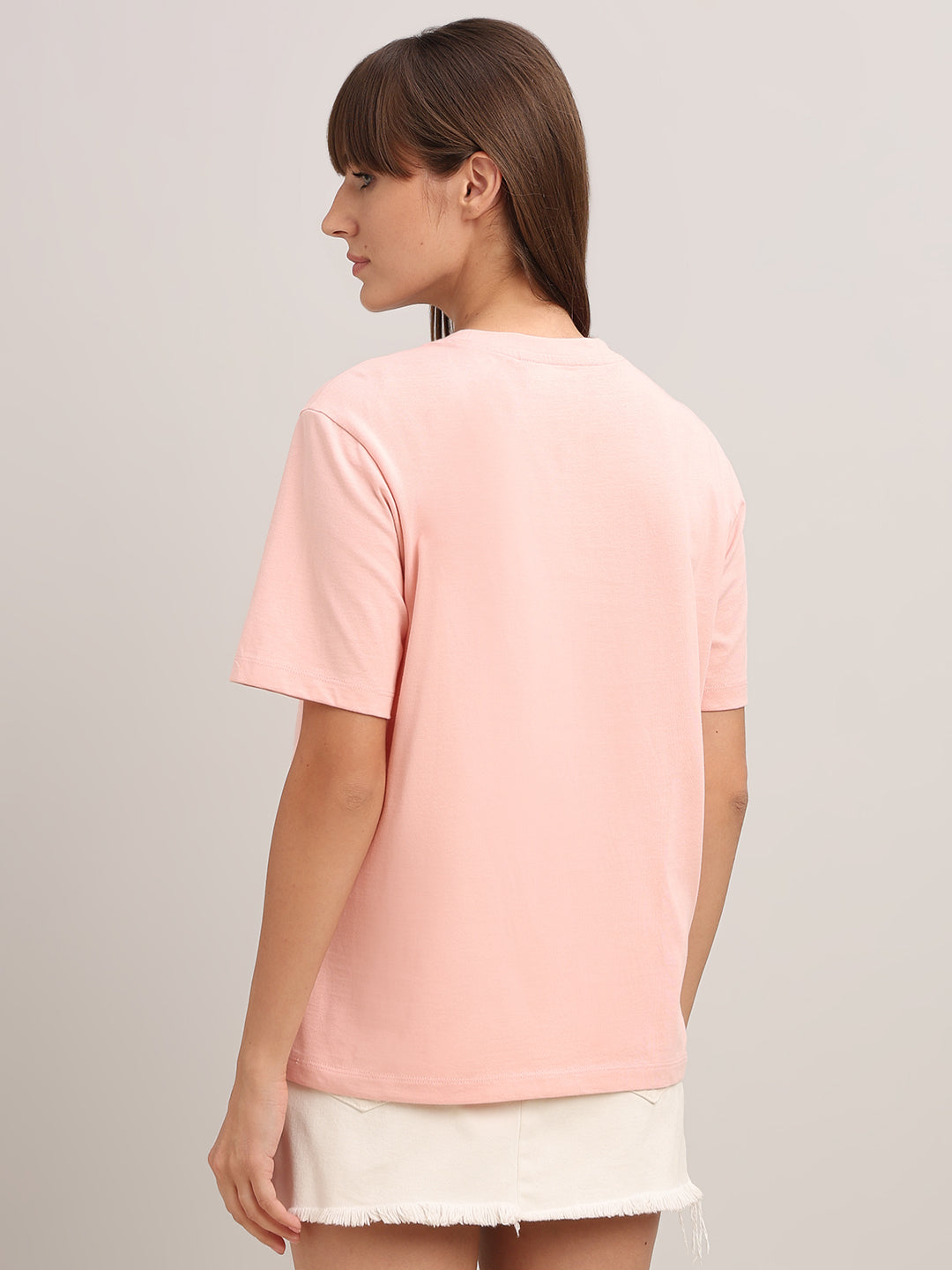 Pink Printed Cotton T-shirt