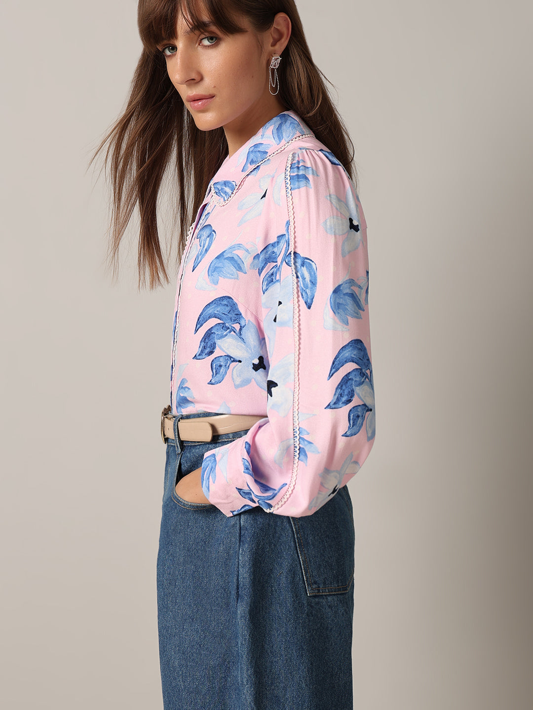 Pink Printed Rayon Shirt