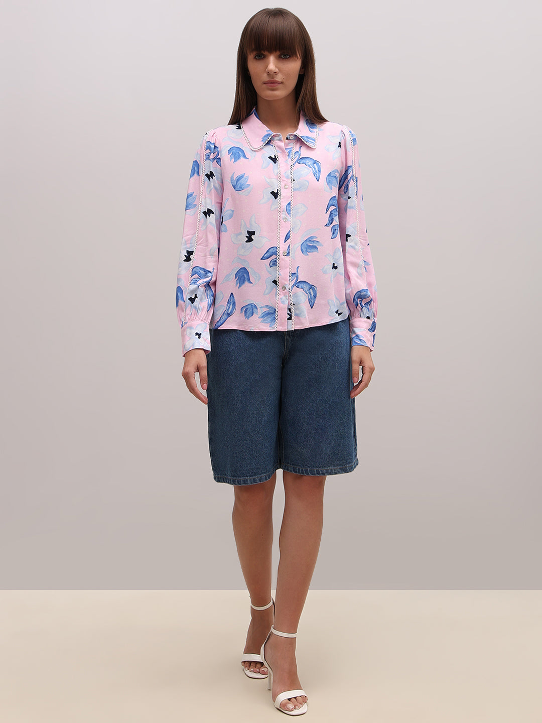 Pink Printed Rayon Shirt