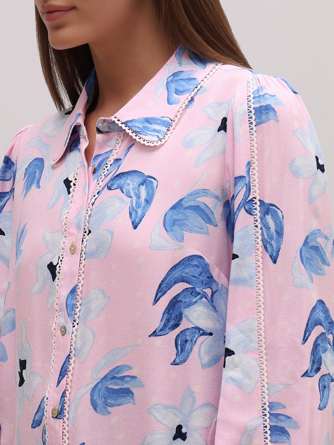 Pink Printed Rayon Shirt