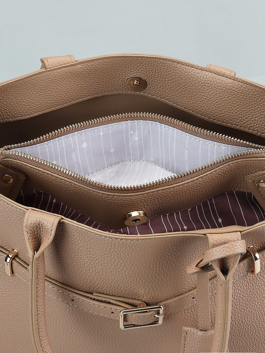 Beige Pebbled Finish Tote Bag