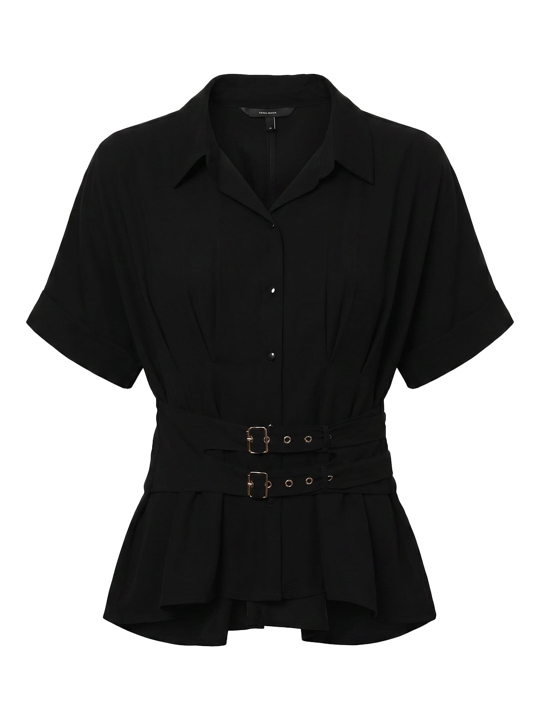 Black Cinched Waist Shirt