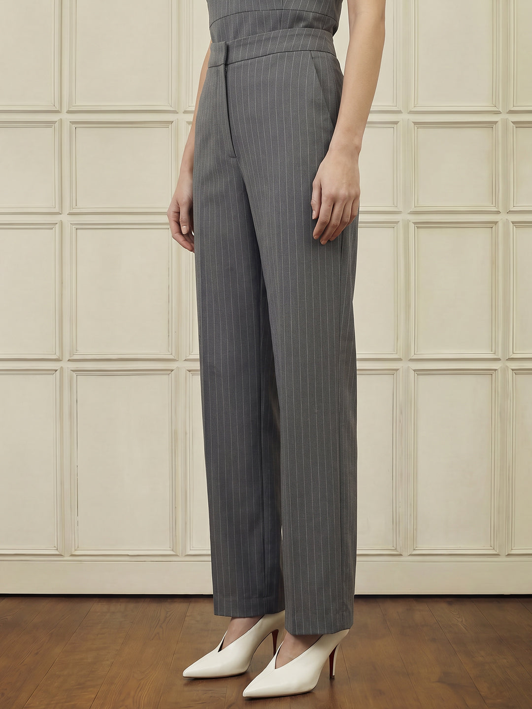 Pinstripe High Rise Trousers