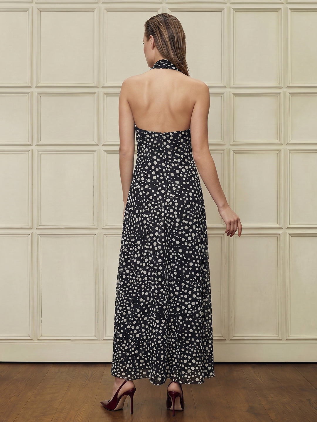 Polka Dot Halter Neck Dress
