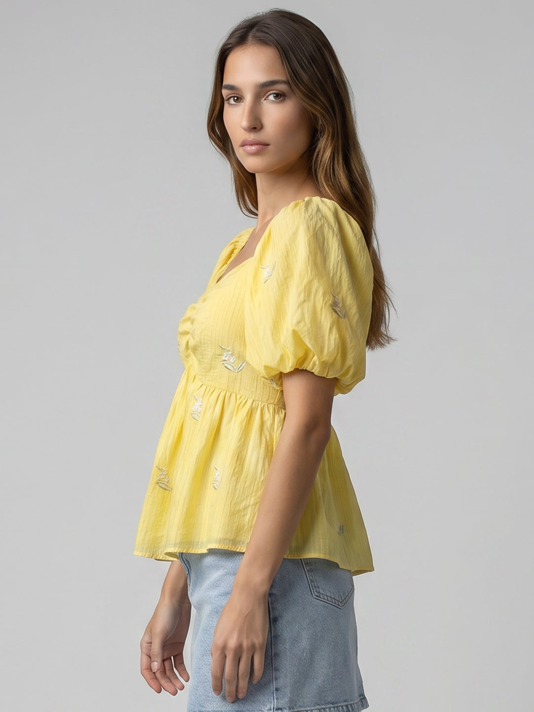 Yellow Embroidered Top