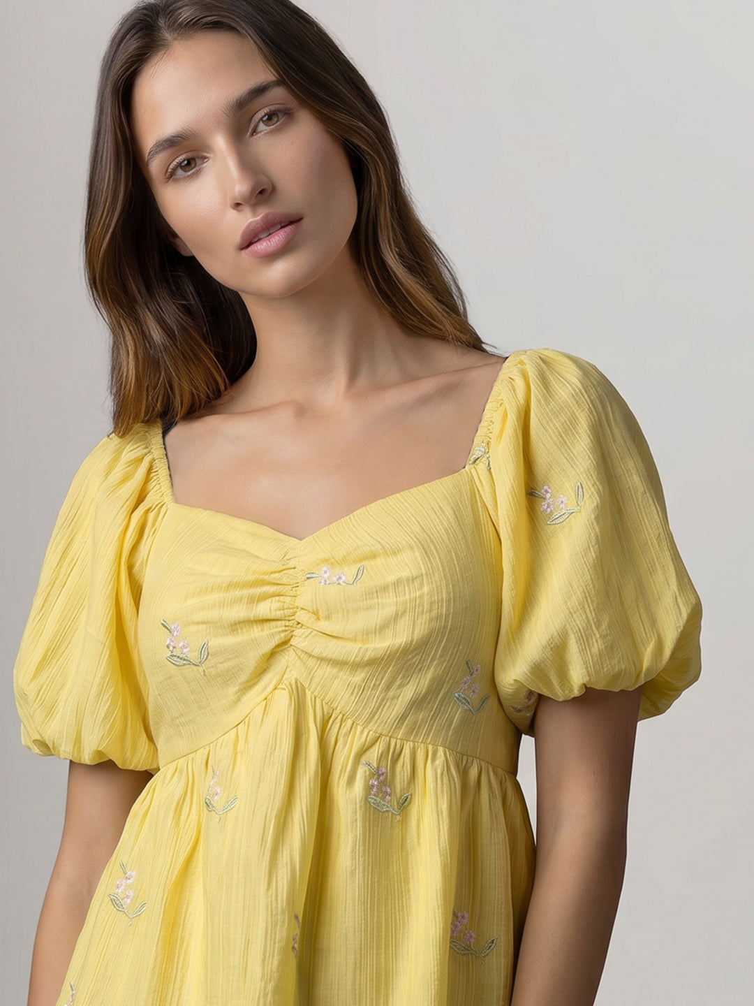 Yellow Embroidered Top