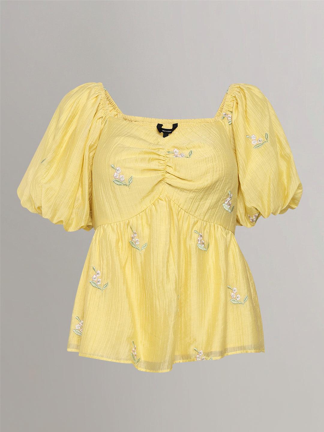 Yellow Embroidered Top