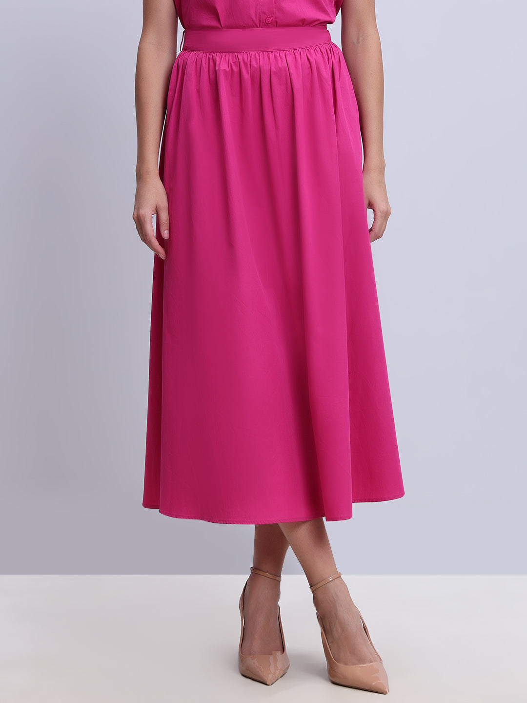 Fuchsia Pink Midi Skirt