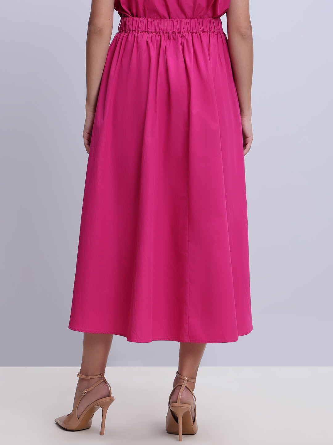 Fuchsia Pink Midi Skirt