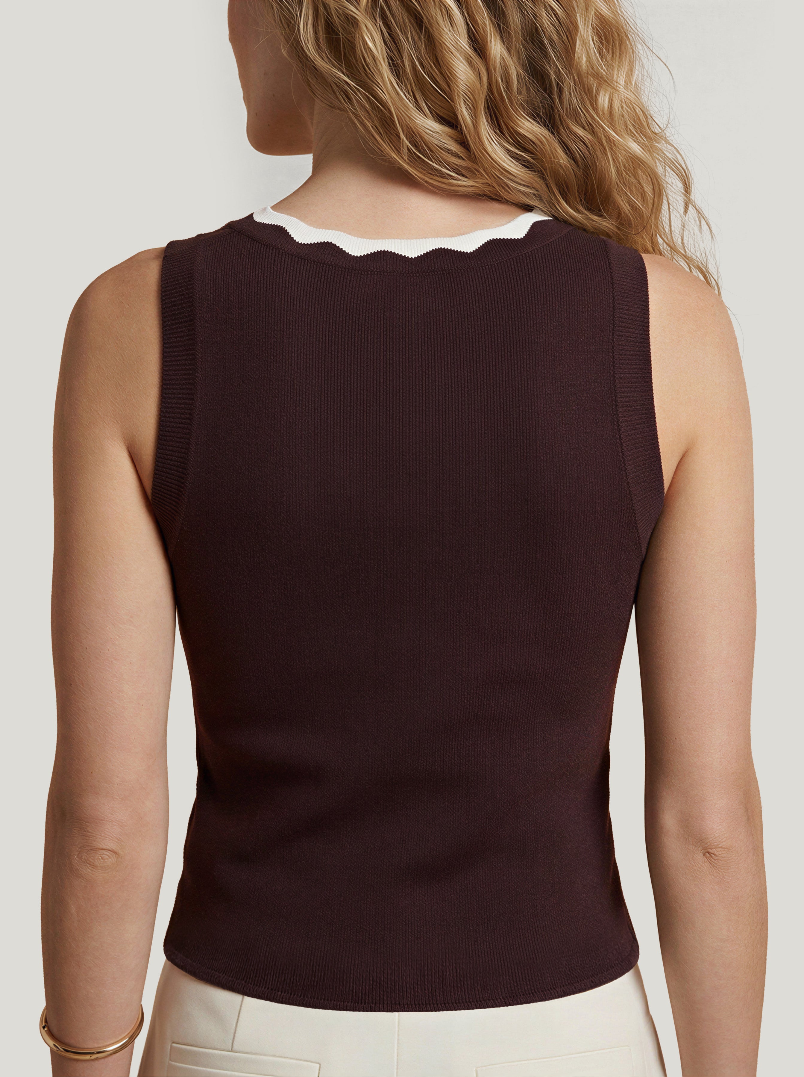Dark Brown V-Neck Top