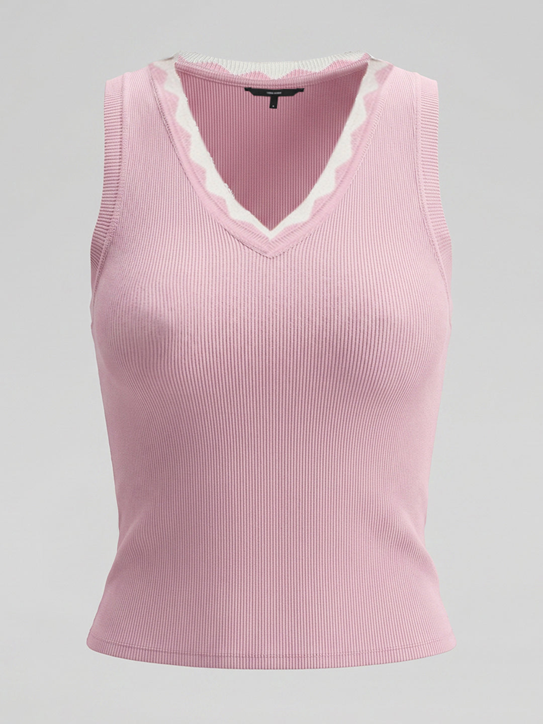 Pink Scallop Detail Fitted Top