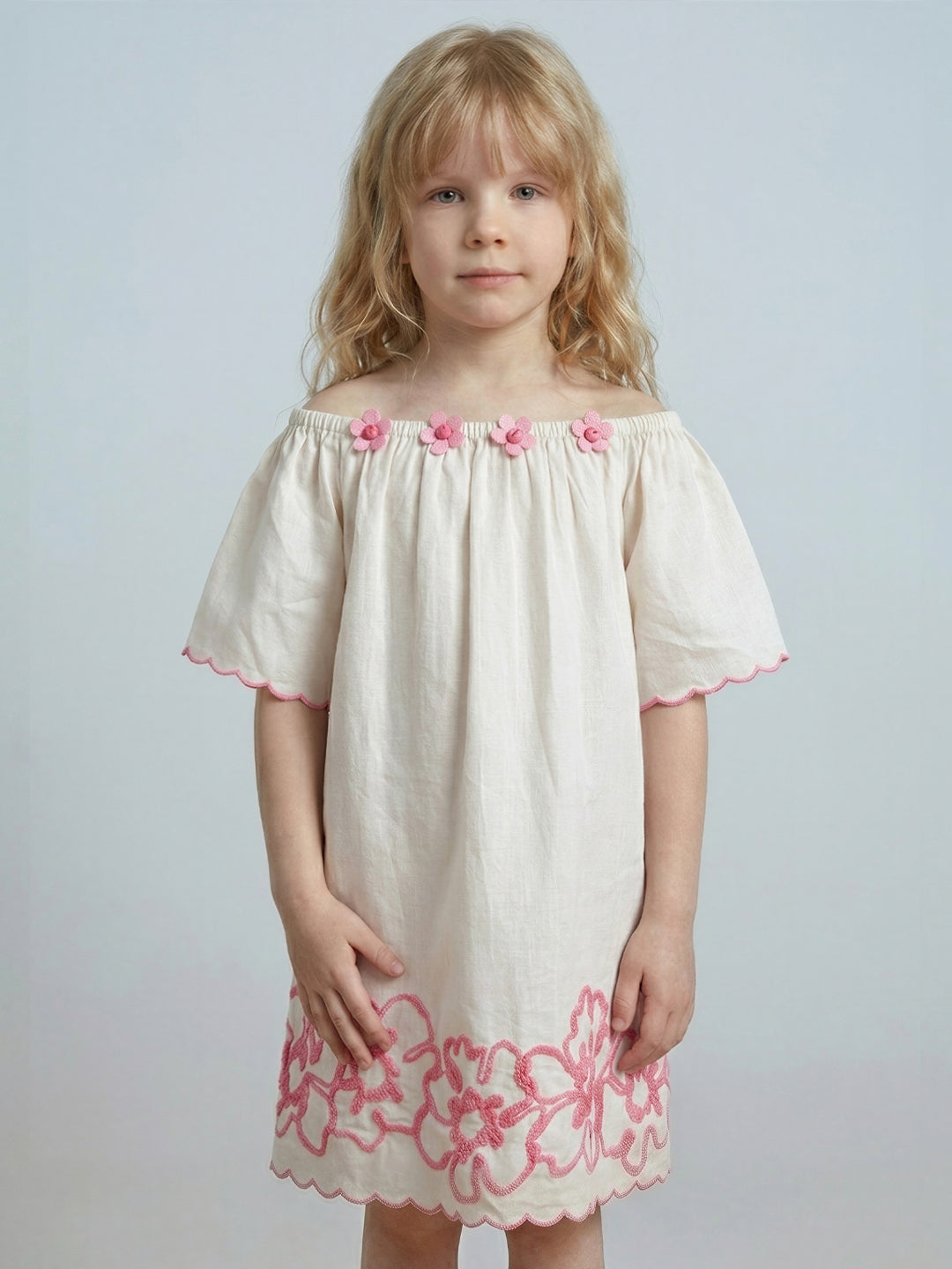 GIRLS Embroidered Off-Shoulder Dress