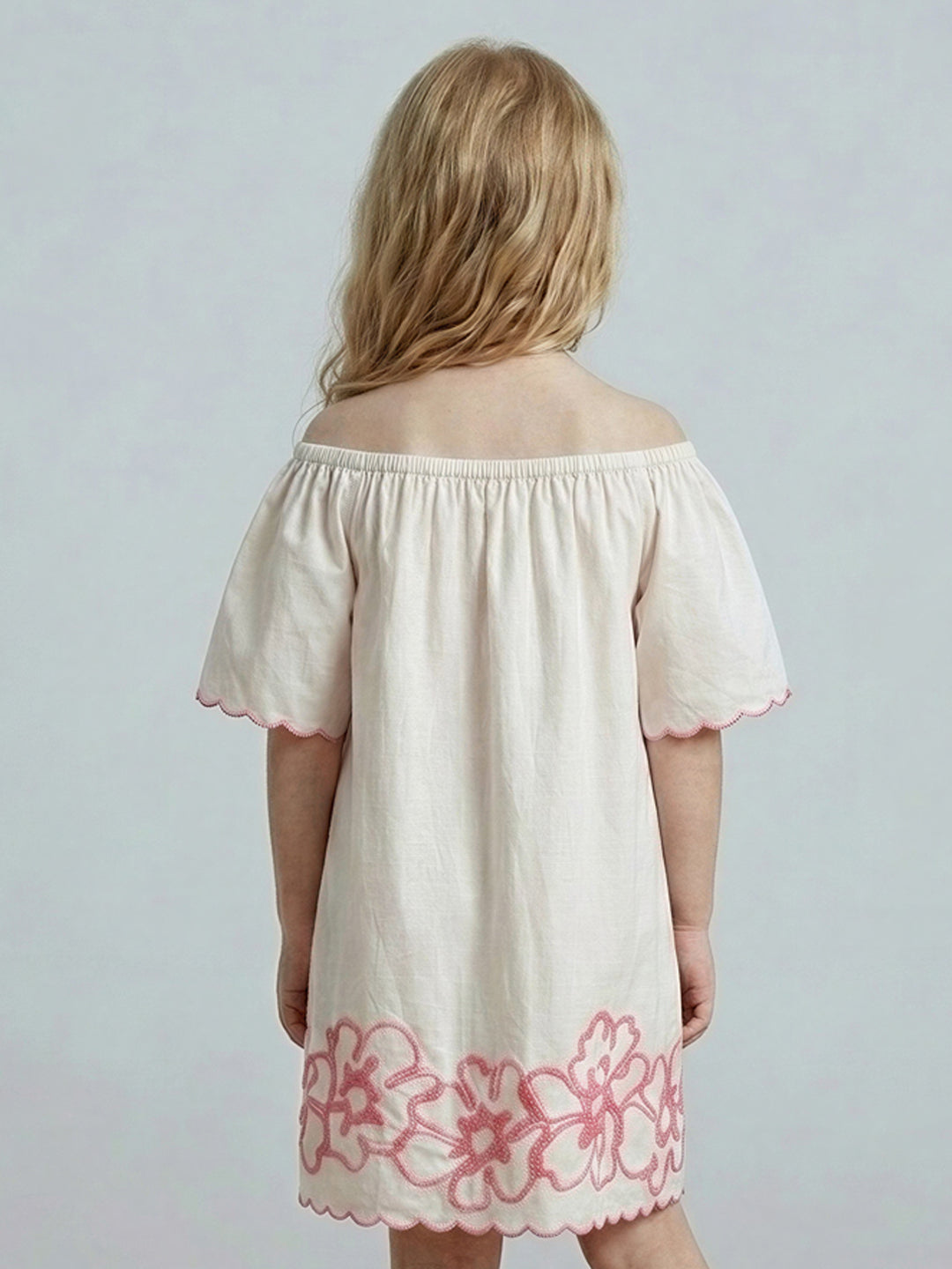 GIRLS Embroidered Off-Shoulder Dress