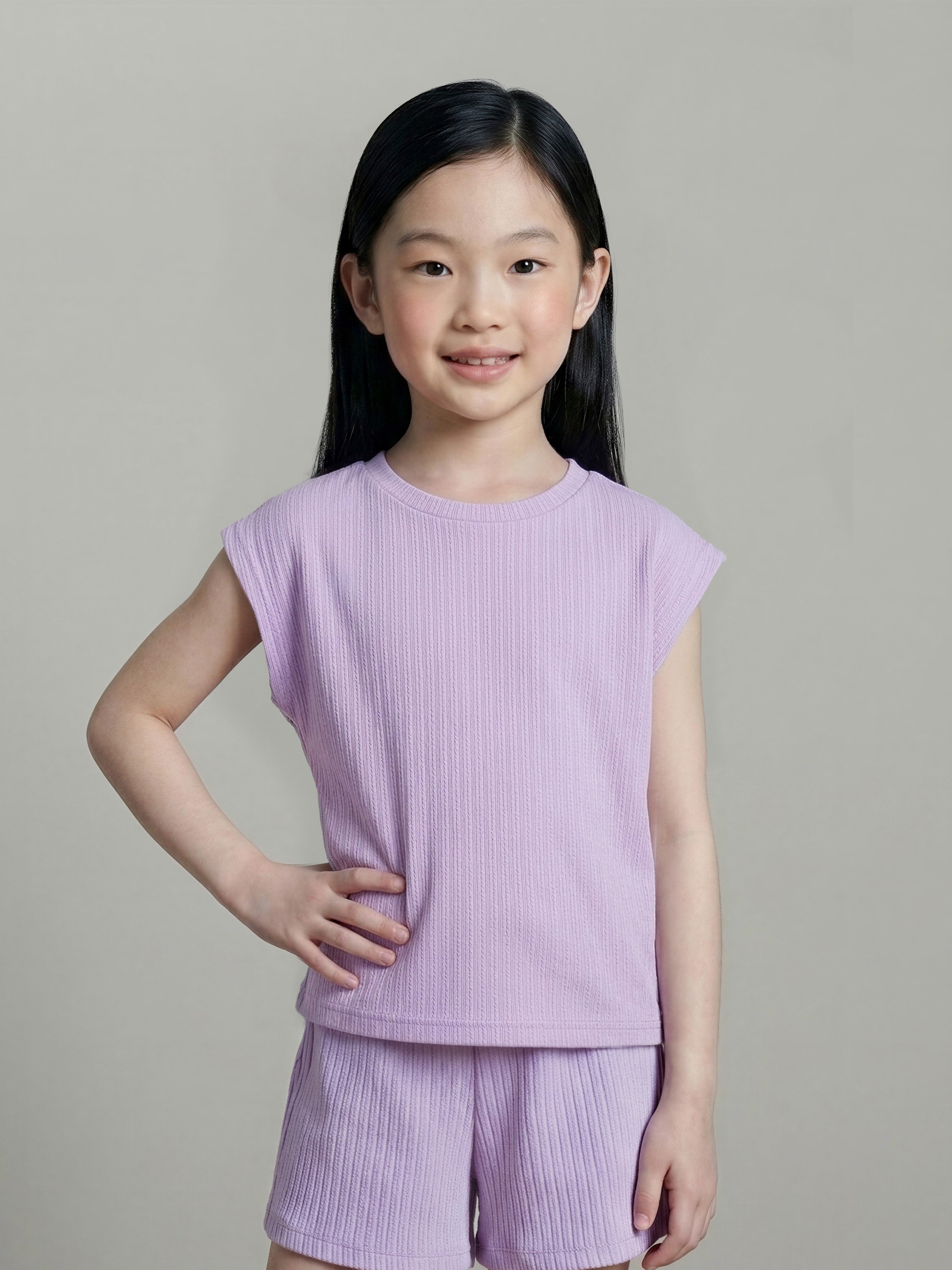 GIRLS Purple Textured T-shirt