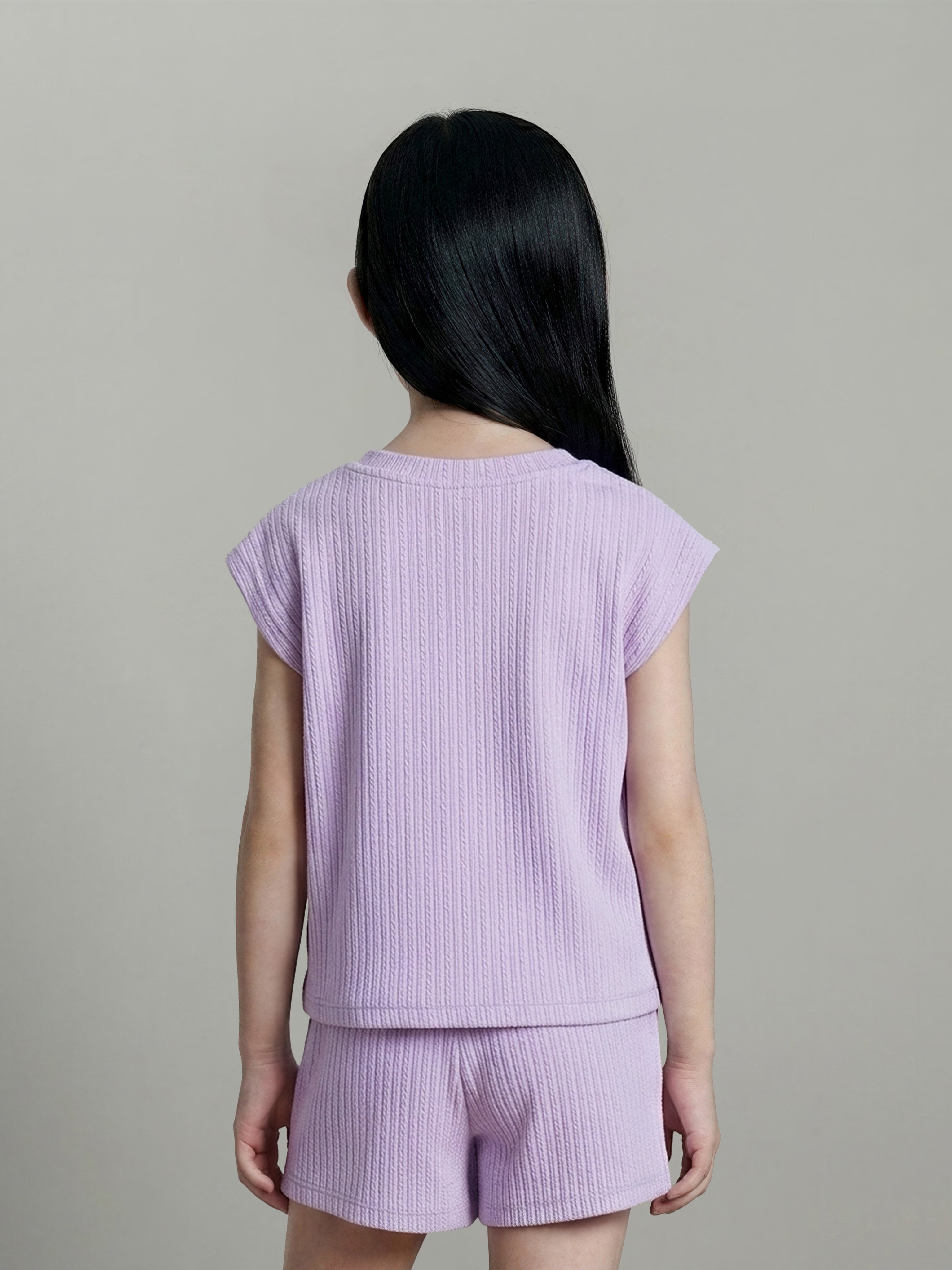 GIRLS Purple Textured T-shirt