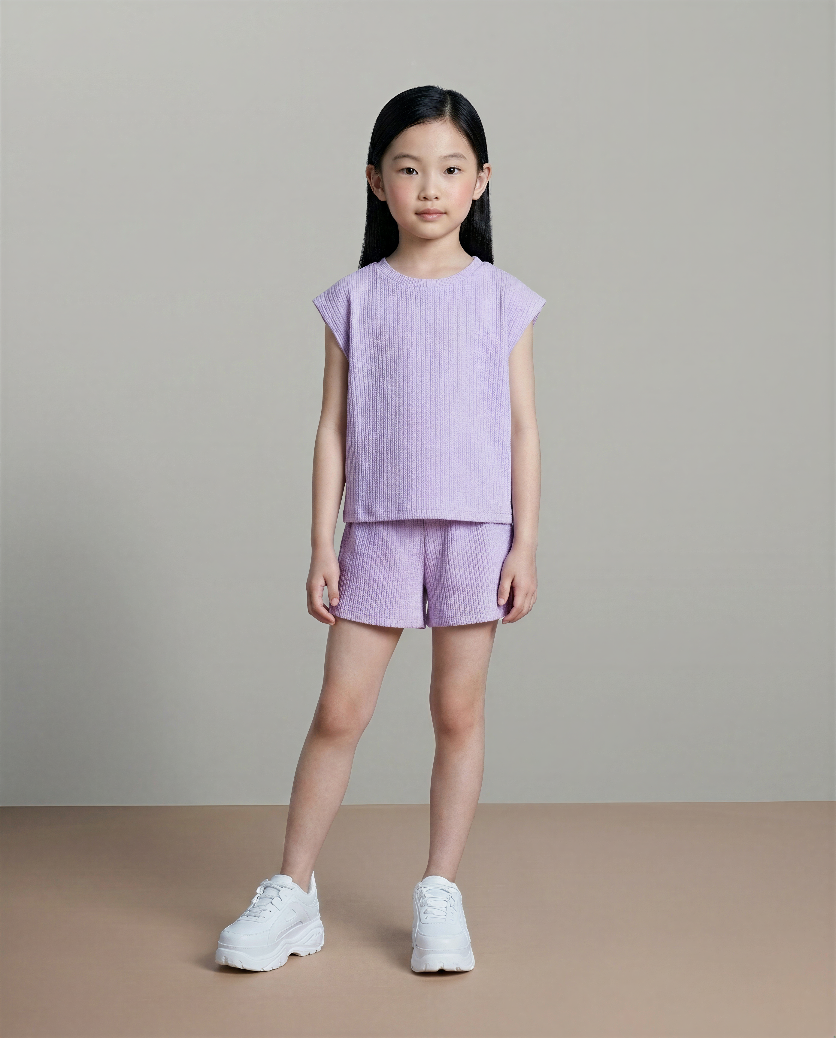 GIRLS Purple Textured T-shirt
