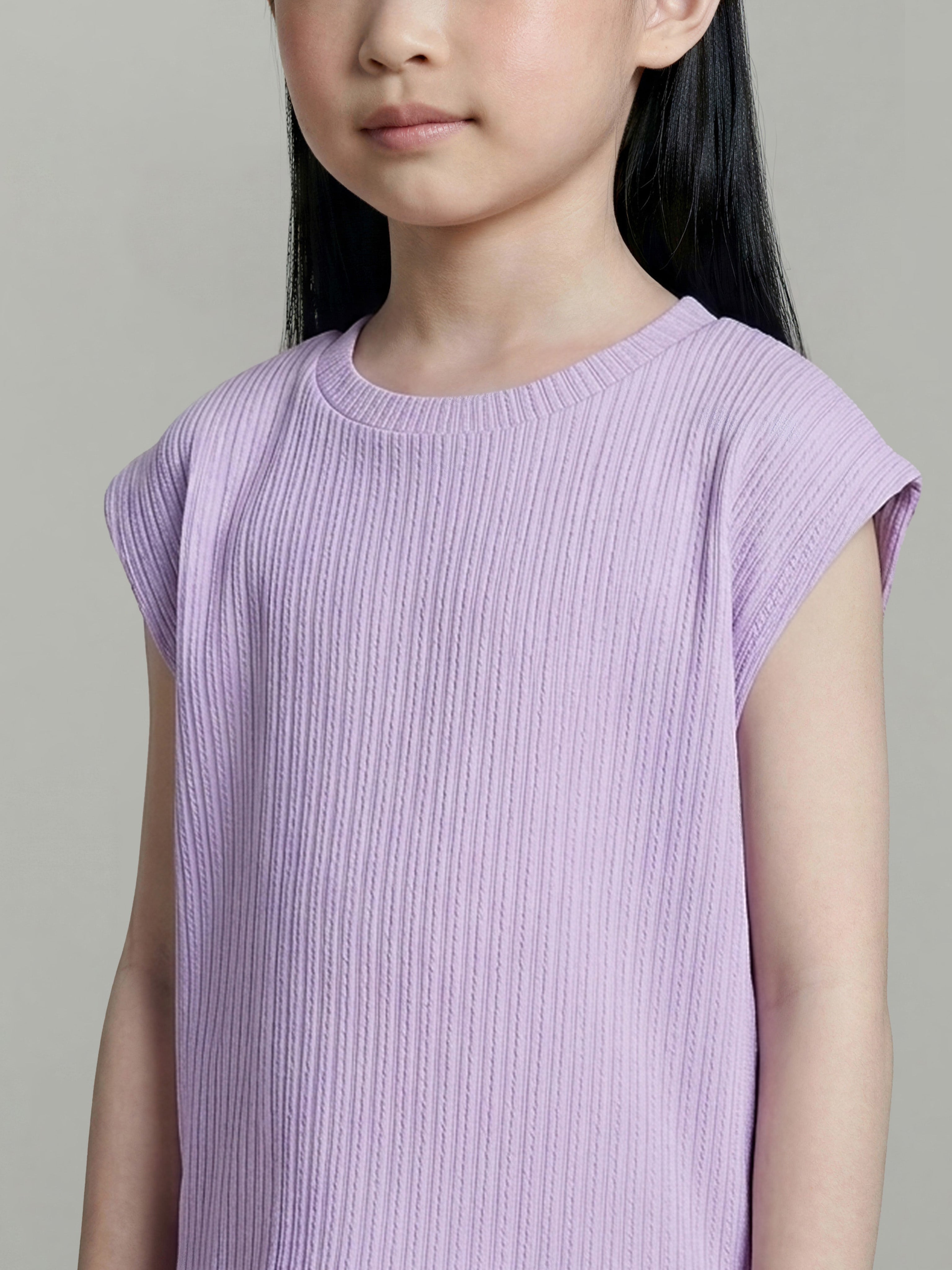 GIRLS Purple Textured T-shirt