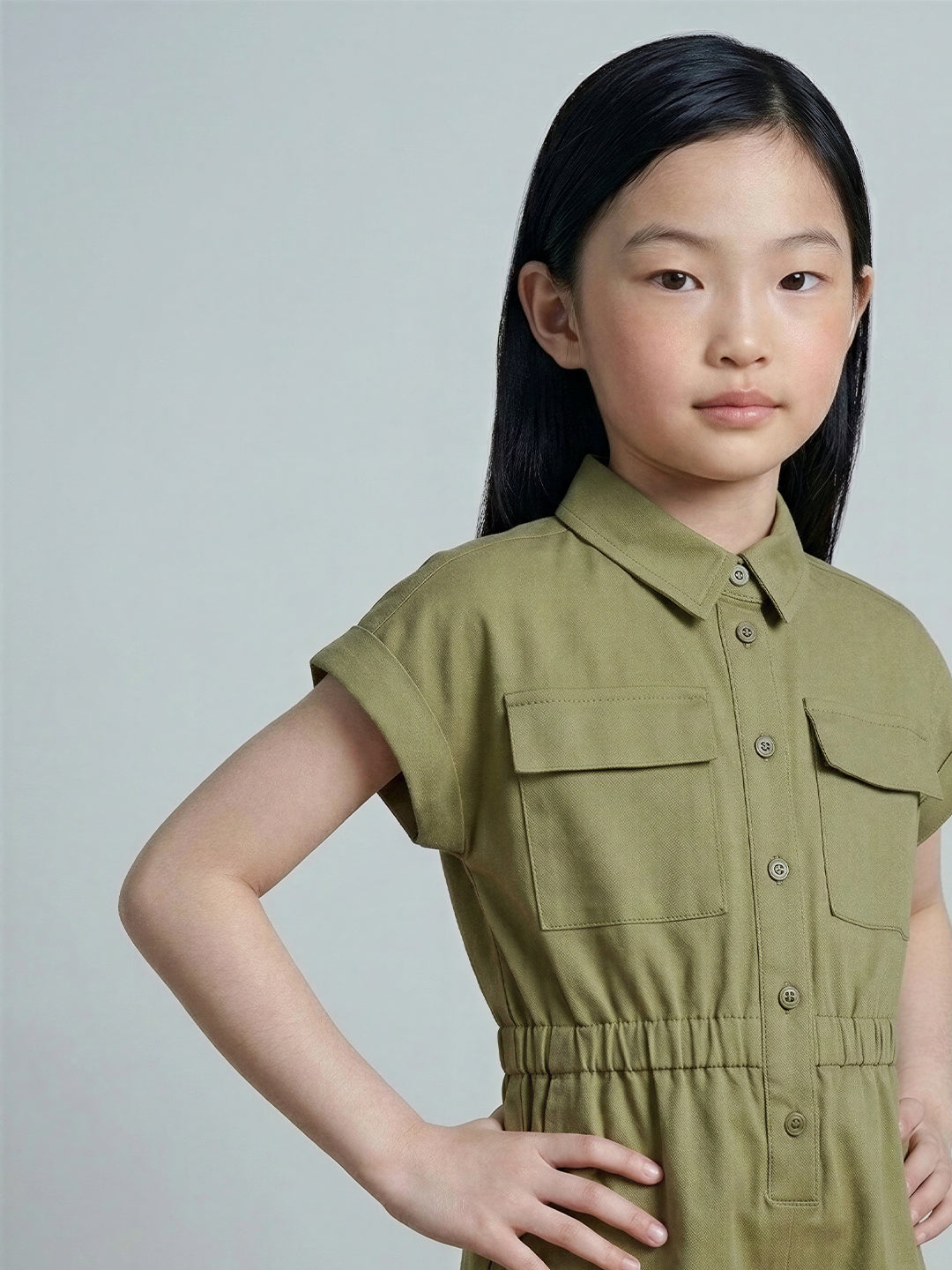GIRLS Green Cotton Playsuit