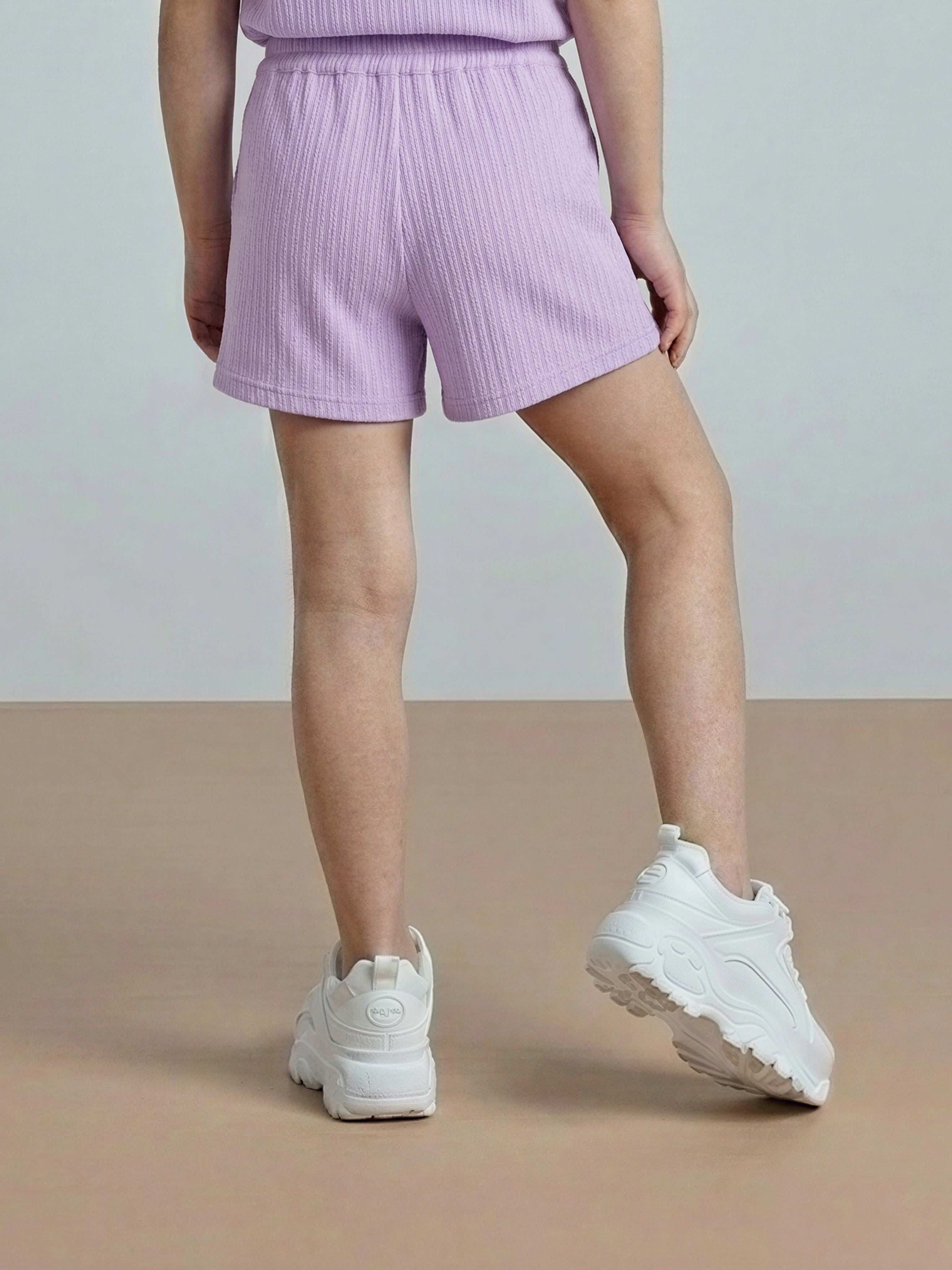 GIRLS Purple Textured Shorts