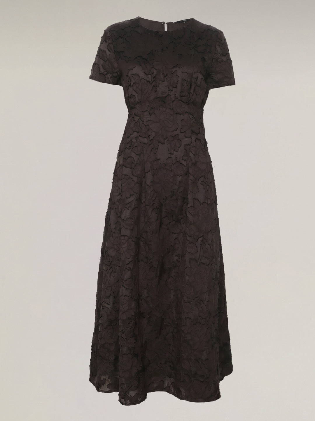 Dark Brown Floral Textured Dress