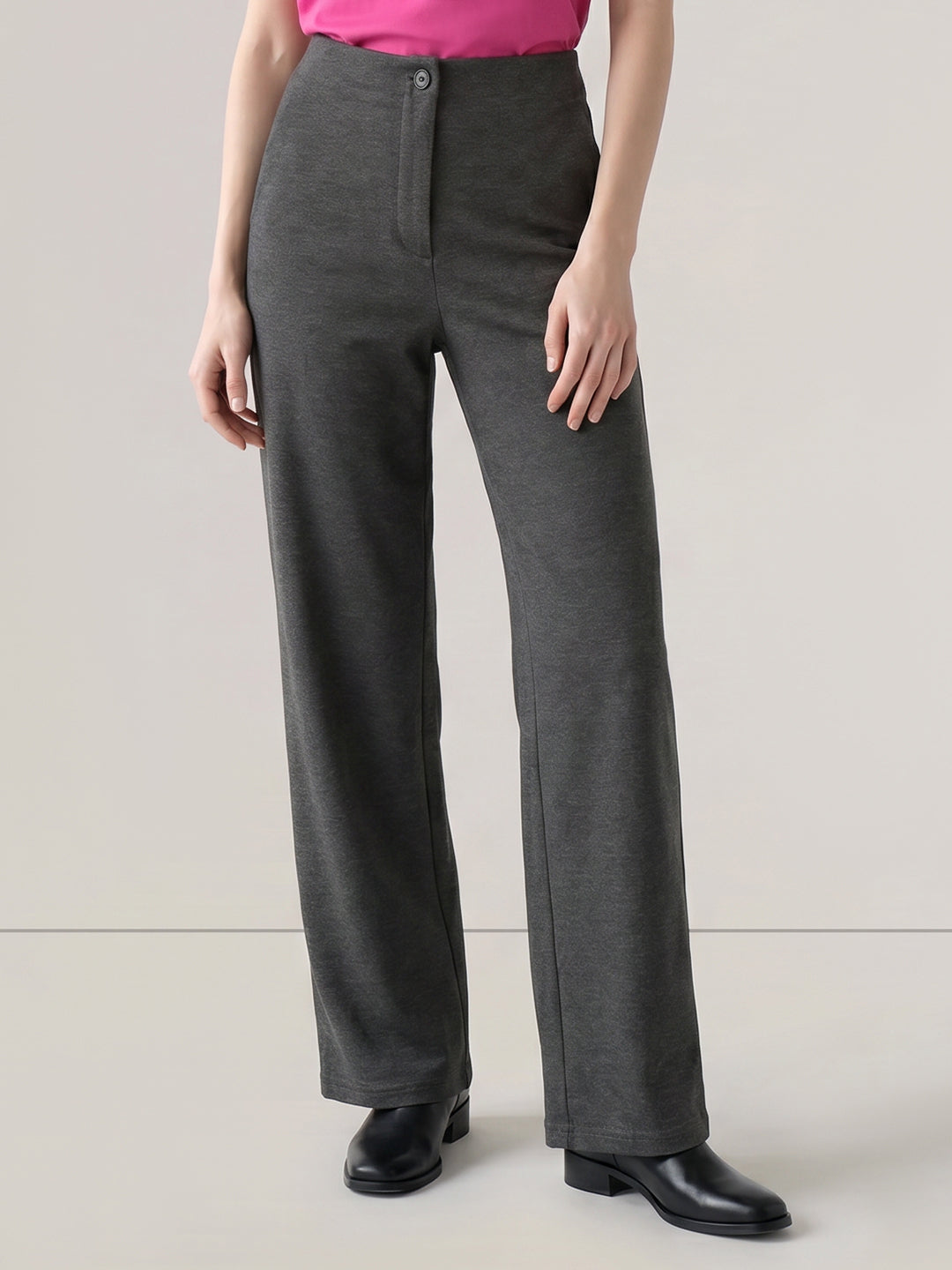 Grey High Rise Barrel Stretch Pants