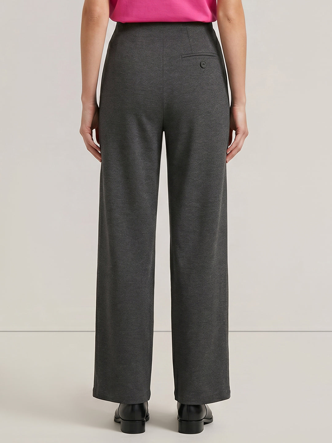 Grey High Rise Barrel Stretch Pants
