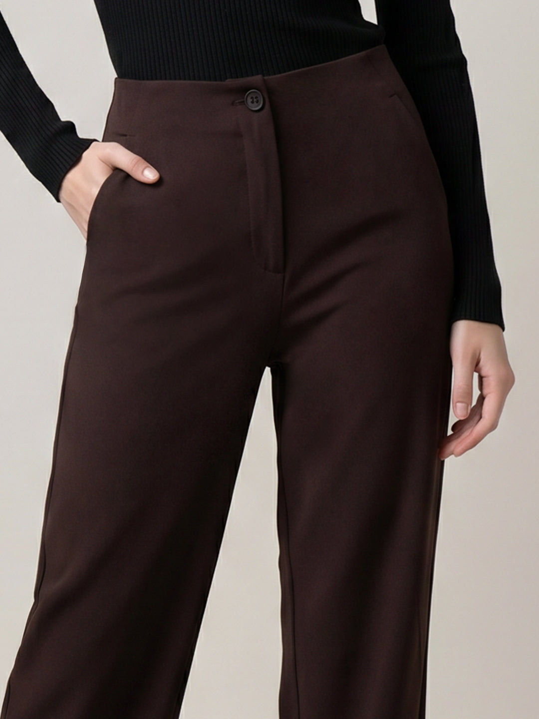 Brown High Rise Barrel Stretch Pants