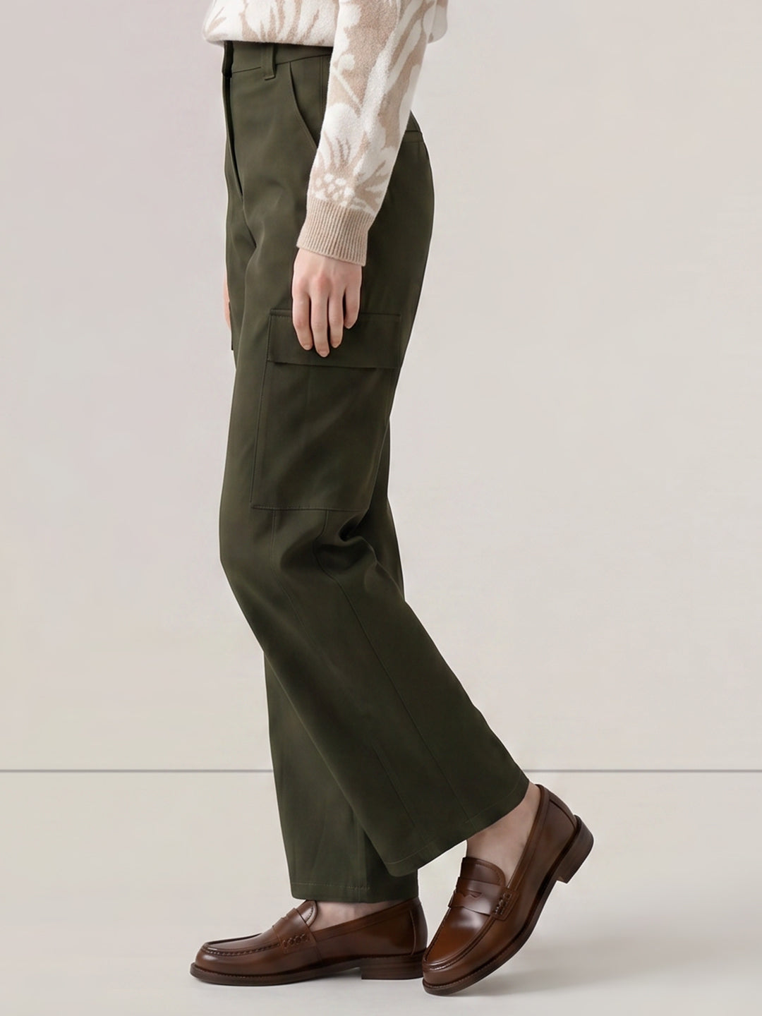 Olive Green Wide Cargo Pants