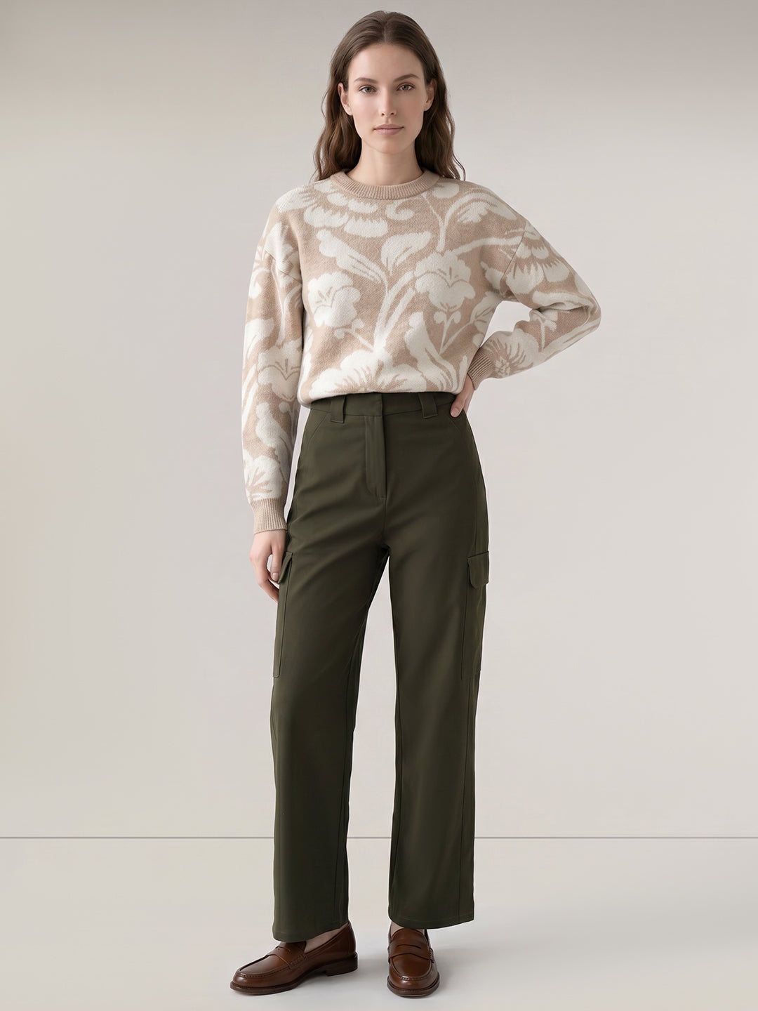 Olive Green Wide Cargo Pants