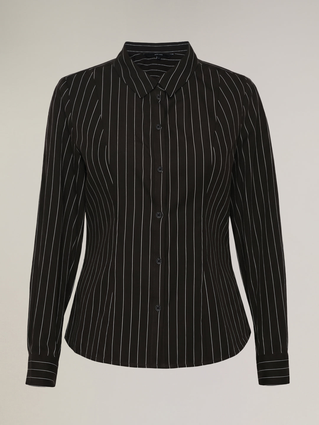 Dark Brown Fitted Striped Shirt