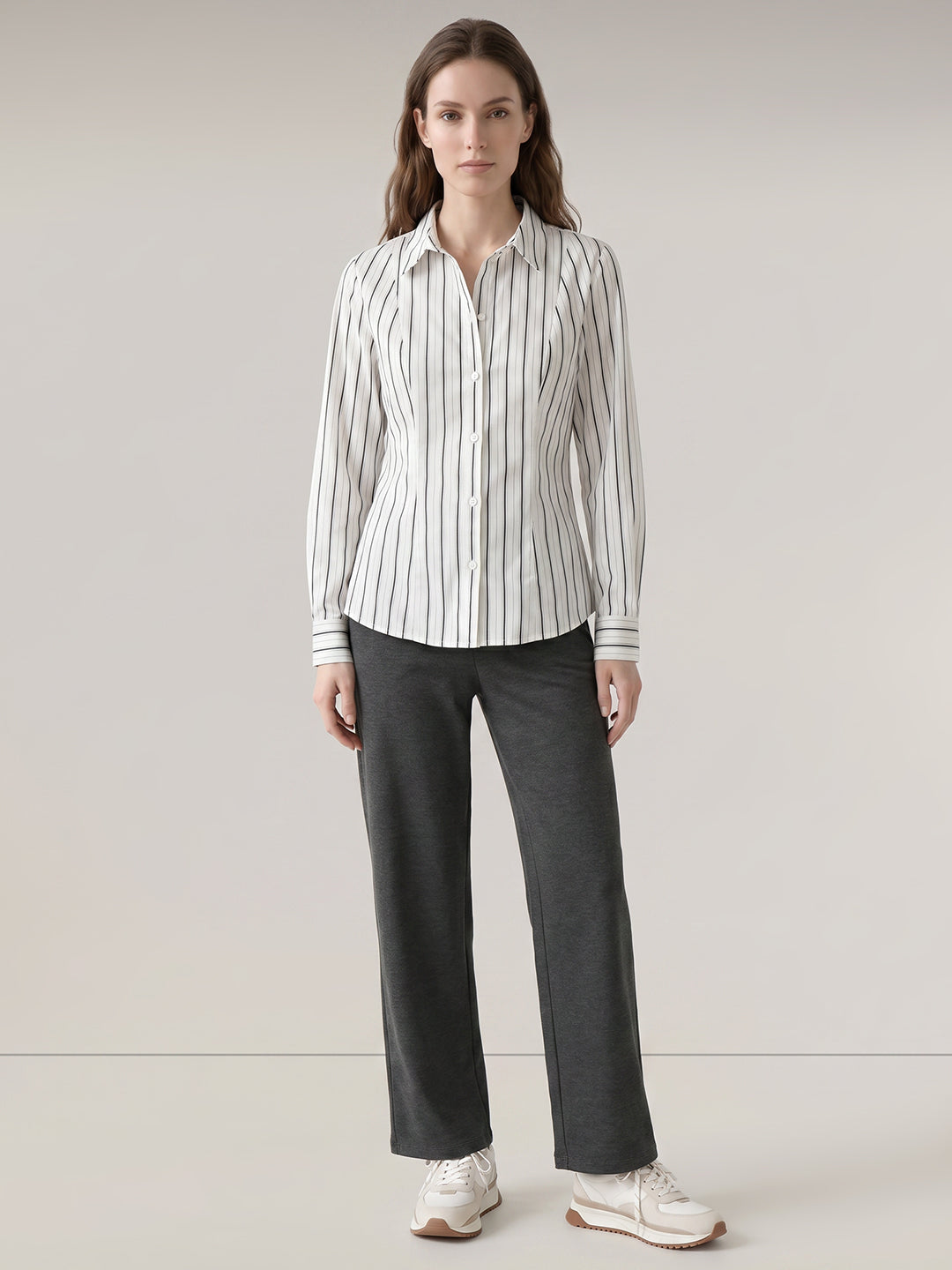 White striped fitted shirt