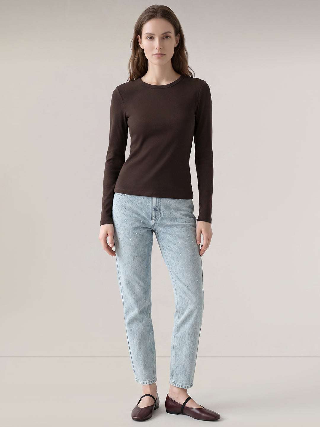 Brown Ribbed Top