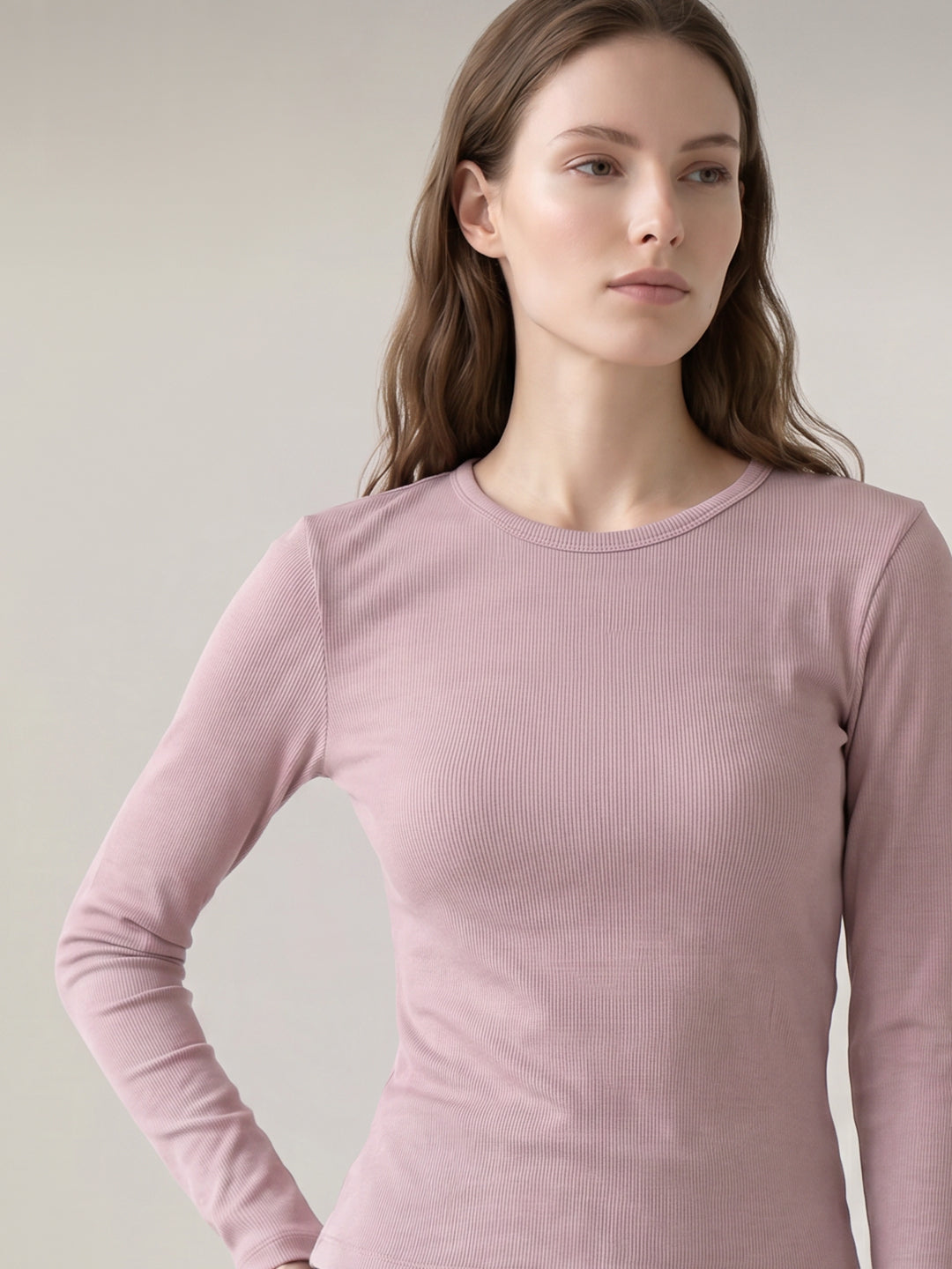 Purple Ribbed Full Sleeve Top