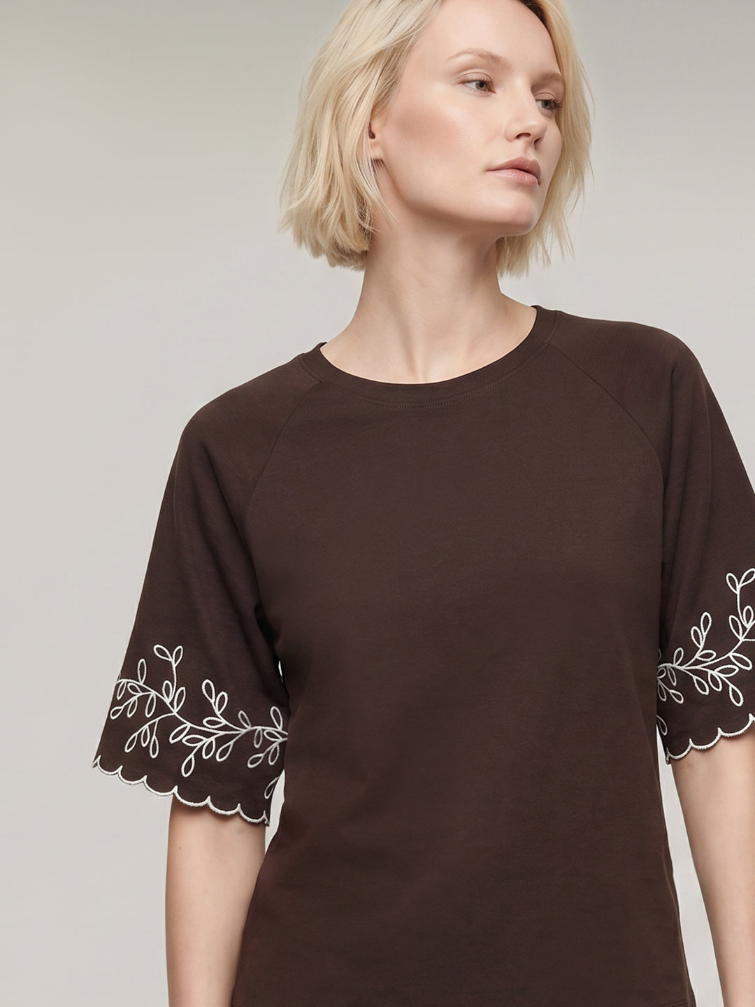 Beige O-Neck Top
