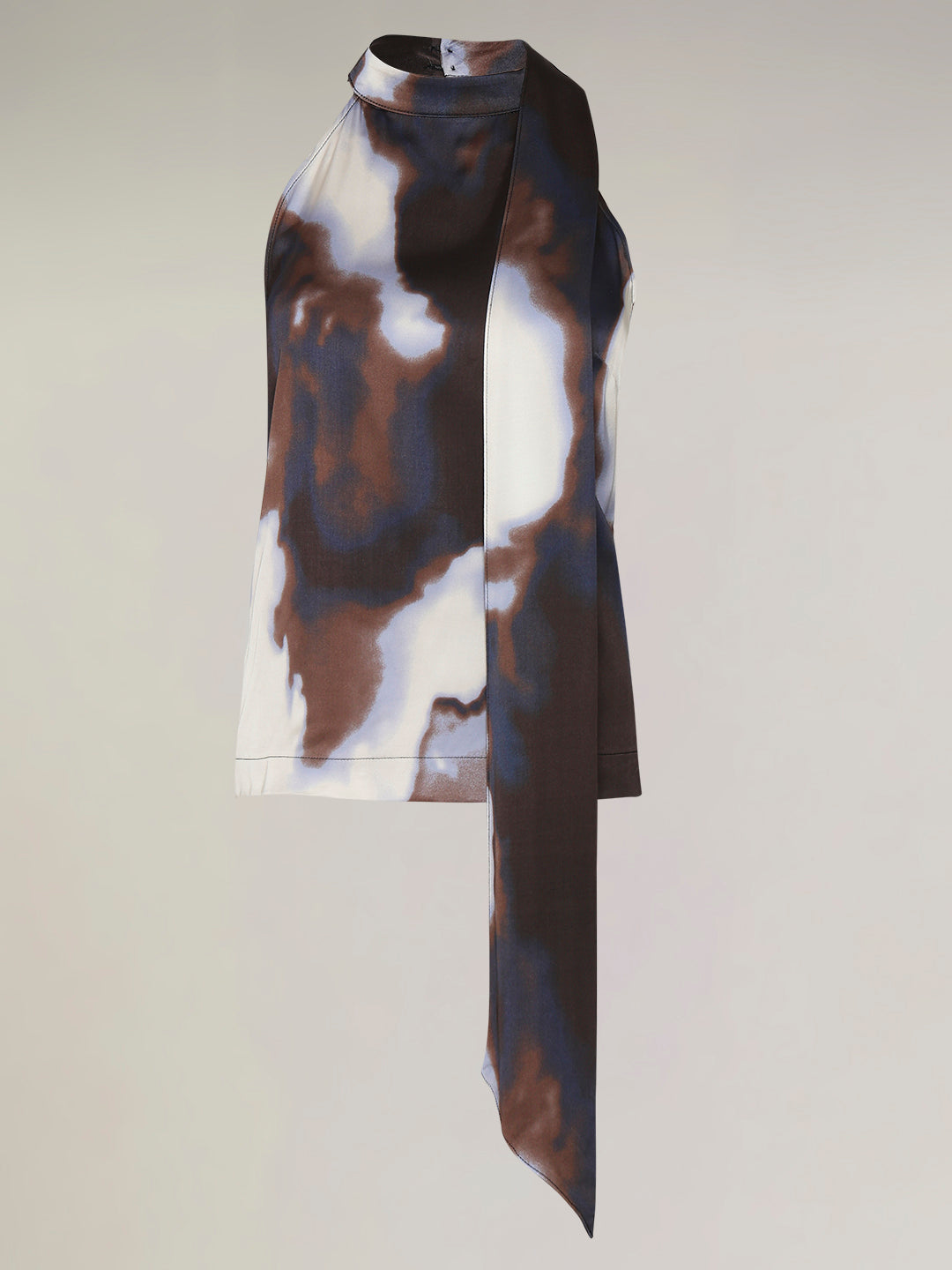 Brown Printed Scarf Top