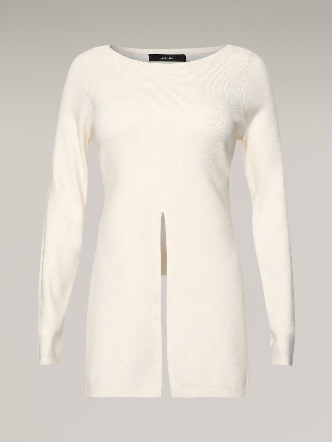 Beige Boatneck Wrap Pullover