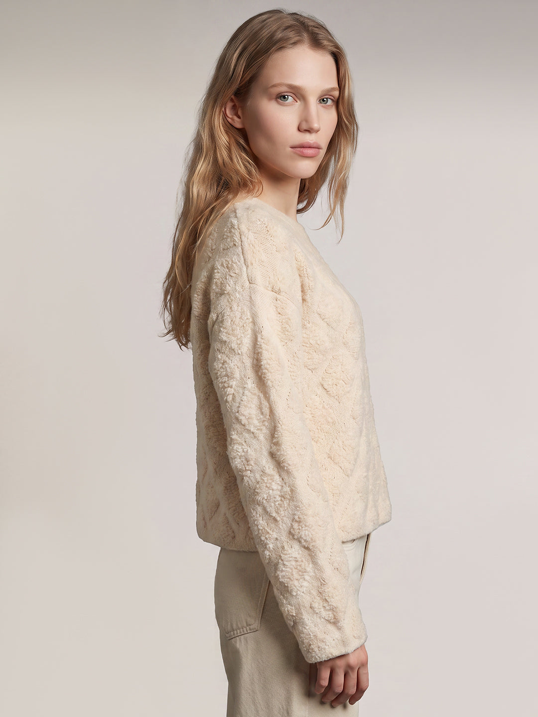 Beige O-Neck Pullover