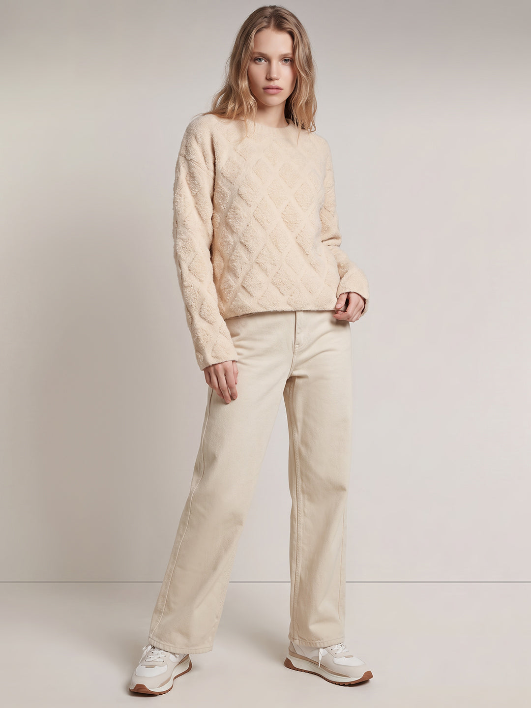 Beige O-Neck Pullover